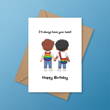 Load image into Gallery viewer, LGBTQ+ Greeting Cards - LGBTQ+ pride greeting card by Proud Zebra, angle view