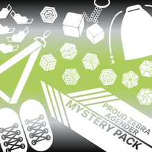 Load image into Gallery viewer, Agender flag overlapped with proud zebra product icons with words Agender mystery pack. Used for proud zebra's website product listing of pride mystery boxes.