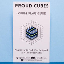 Load image into Gallery viewer, Boyflux pride flag Proud Cube 1.25-inch hard enamel pin Edition 1 with rubber clutch backing