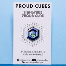 Load image into Gallery viewer, Boyflux pride flag Proud Cube 1.25-inch hard enamel pin Edition 1 with rubber clutch backing