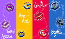 Load image into Gallery viewer, Aroace Flag - Flag Cube Pin - LGBTQ+ pride enamel lapel pin by Proud Zebra, close-up detail