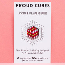 Load image into Gallery viewer, Girlflux pride flag Proud Cube 1.25-inch hard enamel pin Edition 1 with rubber clutch backing