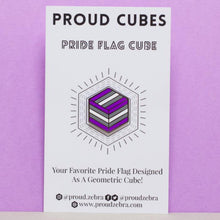 Load image into Gallery viewer, Graysexual pride flag Proud Cube 1.25-inch hard enamel pin Edition 1 with rubber clutch backing