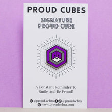 Load image into Gallery viewer, Graysexual pride flag Proud Cube 1.25-inch hard enamel pin Edition 1 with rubber clutch backing