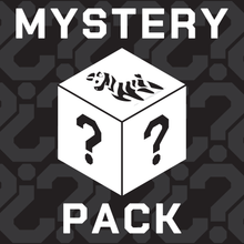 Load image into Gallery viewer, Pride Mystery Pack product listing photo with a cube displaying question marks and a proud zebra logo. Background is black with grey question marks. 
