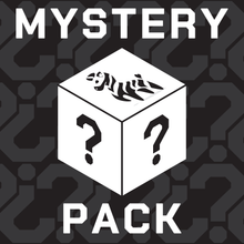 Load image into Gallery viewer, Pride Mystery Pack product listing photo with a cube displaying question marks and a proud zebra logo. Background is black with grey question marks.