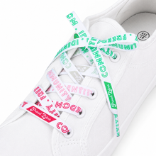 Load image into Gallery viewer, Abrosexual Pride Flag White Shoelaces - main product photo on white background