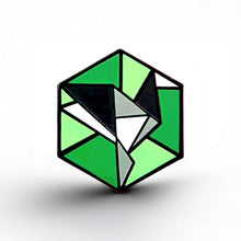 Load image into Gallery viewer, Aromantic Flag - Freedom Cube Pin - main product photo on white background