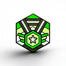 Load image into Gallery viewer, Aromantic Flag - Medal Cube Pin - main product photo on white background