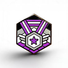 Load image into Gallery viewer, Asexual Flag - Medal Cube Pin - main product photo on white background