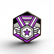 Load image into Gallery viewer, Asexual Flag - Medal Cube Pin - main product photo on white background