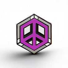 Load image into Gallery viewer, Asexual Flag - Peace Cube Pin - main product photo on white background
