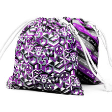 Load image into Gallery viewer, Asexual Pride Flag Drawstring Bag on clean white background by Proud Zebra