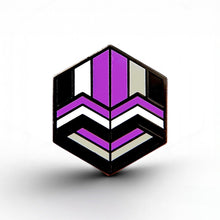 Load image into Gallery viewer, Asexual Flag - Love Cube Pin - main product photo on white background