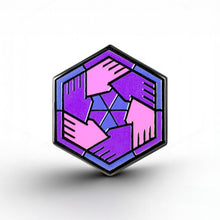Load image into Gallery viewer, Bisexual Flag - Community Cube Pin - main product photo on white background