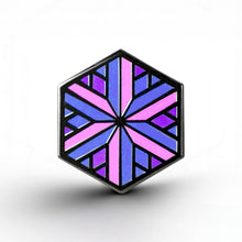 Load image into Gallery viewer, Bisexual Flag - Identity Cube Pin - main product photo on white background
