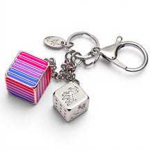Load image into Gallery viewer, Bisexual Pride Flag Proud Cube Bag Charm on clean white background by Proud Zebra