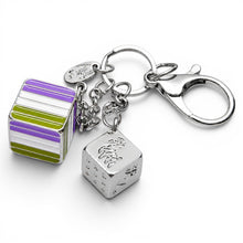 Load image into Gallery viewer, Genderqueer Pride Flag Proud Cube Bag Charm on clean white background by Proud Zebra