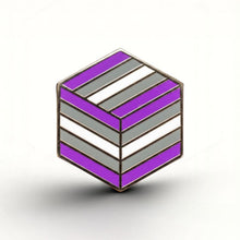 Load image into Gallery viewer, Graysexual Flag - Flag Cube Pin - main product photo on white background