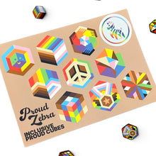 Load image into Gallery viewer, Inclusive Rainbow Pride Sticker Sheet on clean white background by Proud Zebra