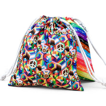 Load image into Gallery viewer, Inclusive Pride Flag Drawstring Bag on clean white background by Proud Zebra