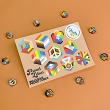 Load image into Gallery viewer, Inclusive rainbow pride flag sticker sheet, vinyl LGBTQ+ pride stickers for laptops, water bottles, and notebooks by Proud Zebra