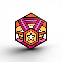 Load image into Gallery viewer, Lesbian Flag - Medal Cube Pin - main product photo on white background