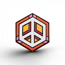 Load image into Gallery viewer, Lesbian Flag - Peace Cube Pin - main product photo on white background