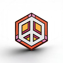 Load image into Gallery viewer, Lesbian Flag - Peace Cube Pin - main product photo on white background