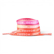 Load image into Gallery viewer, Lesbian Pastel Shoelaces — coiled flat lay