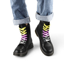 Load image into Gallery viewer, Non-Binary Pastel Shoelaces — worn on boots