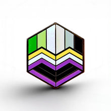 Load image into Gallery viewer, Non-Binary Aromantic Pride - Love Cube Pin - main product photo on white background