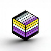Load image into Gallery viewer, Non-Binary Asexual Pride - Flag Cube Pin - main product photo on white background