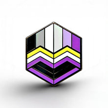 Load image into Gallery viewer, Non-Binary Asexual Pride - Love Cube Pin - main product photo on white background