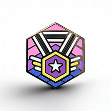 Load image into Gallery viewer, Non-Binary Bisexual Pride - Medal Cube Pin - main product photo on white background