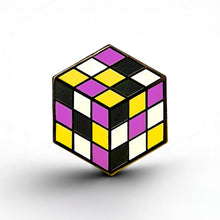 Load image into Gallery viewer, Non-Binary Flag - Rubik's Cube Pin - main product photo on white background