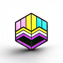 Load image into Gallery viewer, Non-Binary Pansexual Pride - Love Cube Pin - main product photo on white background