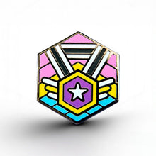 Load image into Gallery viewer, Non-Binary Pansexual Pride - Medal Cube Pin - main product photo on white background