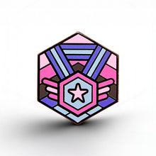 Load image into Gallery viewer, Omnisexual Flag - Medal Cube Pin - main product photo on white background