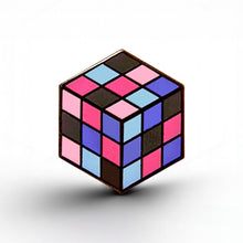 Load image into Gallery viewer, Omnisexual Flag - Rubik's Cube Pin - main product photo on white background
