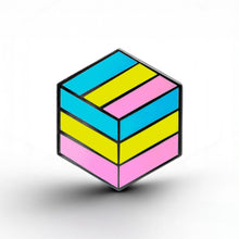 Load image into Gallery viewer, Pansexual Flag - Flag Cube Pin - main product photo on white background