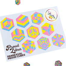 Load image into Gallery viewer, Pansexual Pride Sticker Sheet on clean white background by Proud Zebra