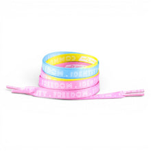 Load image into Gallery viewer, Pansexual Pastel Shoelaces — coiled flat lay