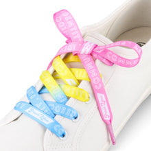 Load image into Gallery viewer, Pansexual Pastel Shoelaces on white sneaker — laced detail