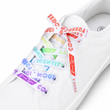 Load image into Gallery viewer, Rainbow Pride Flag White Shoelaces - main product photo on white background