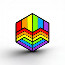 Load image into Gallery viewer, Rainbow Flag - Love Cube Pin - main product photo on white background