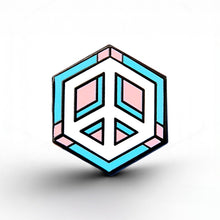 Load image into Gallery viewer, Trans Flag - Peace Cube Pin - main product photo on white background