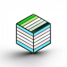 Load image into Gallery viewer, Trans Aromantic Pride - Flag Cube Pin - main product photo on white background