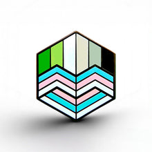 Load image into Gallery viewer, Trans Aromantic Pride - Love Cube Pin - main product photo on white background