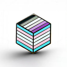 Load image into Gallery viewer, Trans Asexual Pride - Flag Cube Pin - main product photo on white background